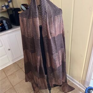 Ahmaddy Chic silk orange and while Patterned Scarf - very large